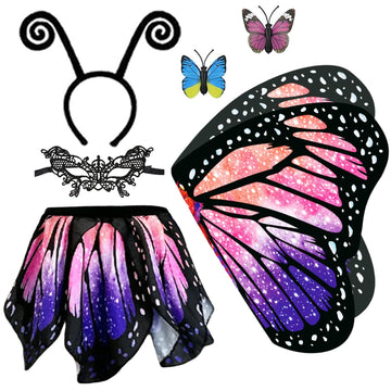 Yamisan Butterfly Costumes For Girls, Kids Fairy Butterfly Wings With Tutu Dress Up For Halloween Party Costume Set - Double Sid