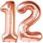Huge, Rose Gold 12 Balloon Number - 40 Inch, Number 12 Balloons For Birthdays | 12 Birthday Balloon, 12Th Birthday Decorations For Girls | 12 Birthday Decorations For A Girl, 12 Year Old Balloons Girl
