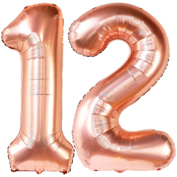 Huge, Rose Gold 12 Balloon Number - 40 Inch, Number 12 Balloons For Birthdays | 12 Birthday Balloon, 12Th Birthday Decorations For Girls | 12 Birthday Decorations For A Girl, 12 Year Old Balloons Girl