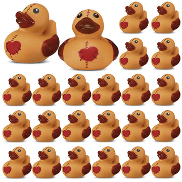 Leyndo 24 Pcs Voodoo Doll Gifts Voodoo Doll Rubber Duck Bulk for Bathtub Positive Floating Pool Squeaky Yellow Brown Duck Gifts for Coworker Friends Party Supplies