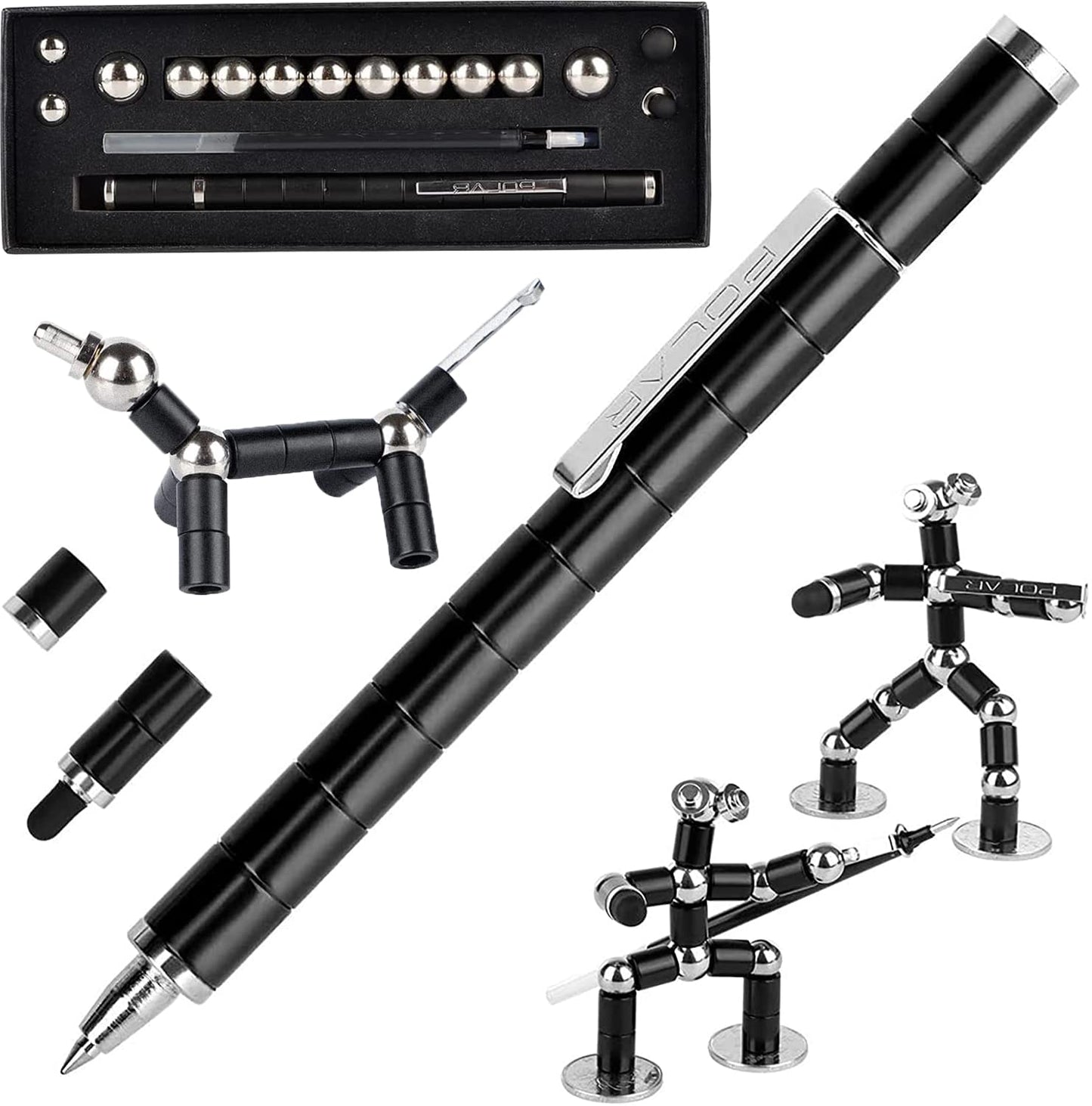 Fidget Pen Decompression Magnetic Metal Pen, Toy Pen Relieving Stress Build Various Of Shapes, Strato Pen Multifunctional Deform