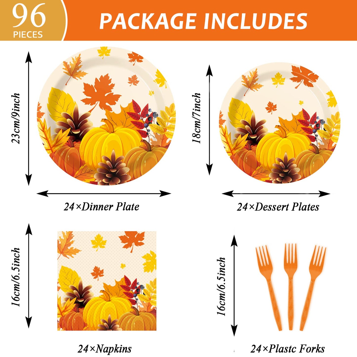 Gisgfim 96 Pcs Fall Thanksgiving Party Plates And Napkins Party Supplies Autumn Leaves Party Tableware Set Pumpkin Maple Party D