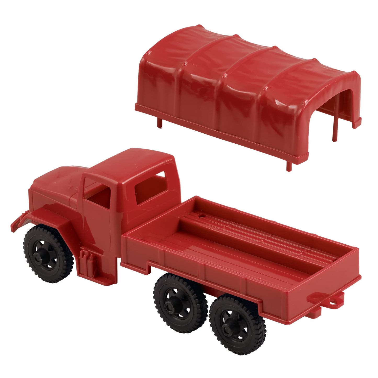 TimMee Military Cargo Trucks - 2 Red Plastic Army Men Deuce & a Half Vehicles