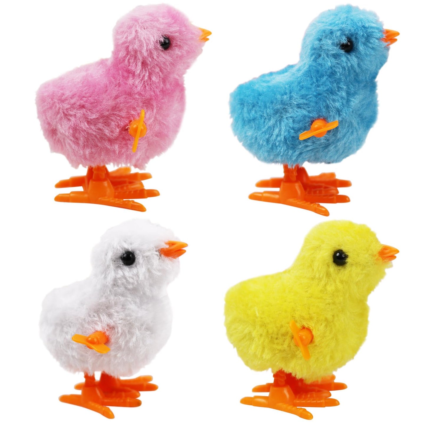 Saurawan 4Pcs Chick Plush Wind Up Toys, Novelty Baby Chick Toys - Wind Up Easter Toys For Kids And Toddlers, Chicken Windup Toys
