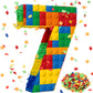 RoundFunny Number 7 Building Blocks Piata 16.5 Inch Piata Party Supplies 7th Birthday Party Decorations Piata with Confetti Bloc