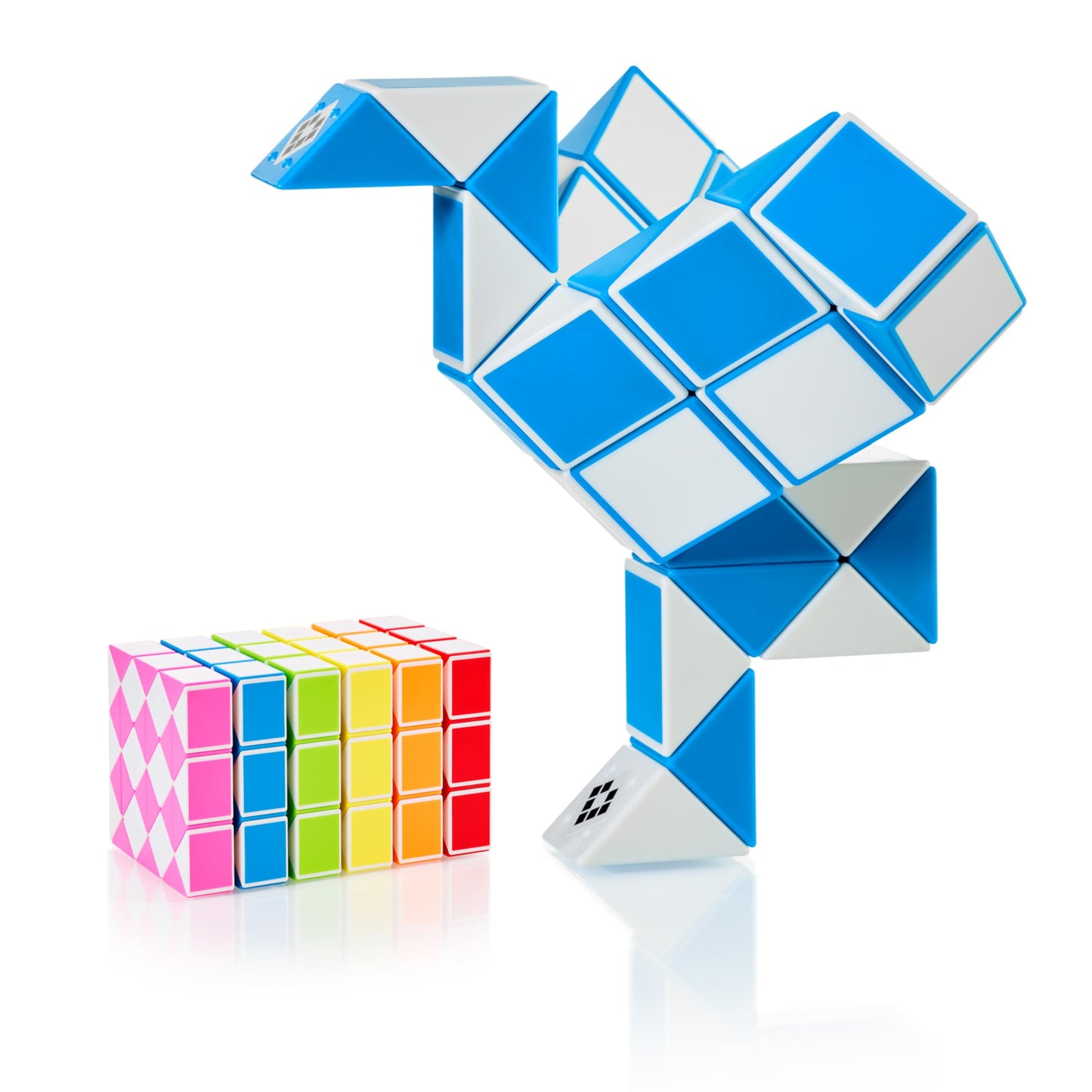 Cubidi® Magic Snake Cube | Fidget Snake Toy For Kids | Travel Toys For Kids Ages 4-8 | Great Gift For Boys And Girls Birthday, Christmas, Stocking Stuffers - 36 Blocks | 0.9 Inch X 0.7 Inch | Blue