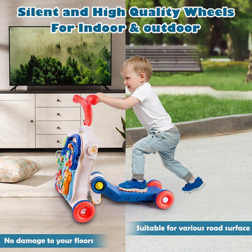 Terramus 5 In 1 Baby Walker Sit-To-Stand Toys, Learning Walker For Boys Girls Toddler, Multifunctional Educational Activity Cent