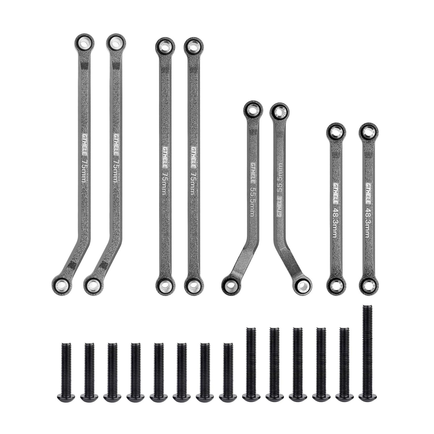 GTHELE High Clearance 4 Links Set Aluminum Linkage for Traxxas 1/18 TRX4M K10 F-150 Upgrade Parts RC Crawler Car (Titanium)