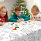 Labeol 1 Pack Christmas Tablecloth,Christmas Coloring Tablecloth for Kids,54x108 Giant Christmas Santa Claus Snowman Maze Color-
