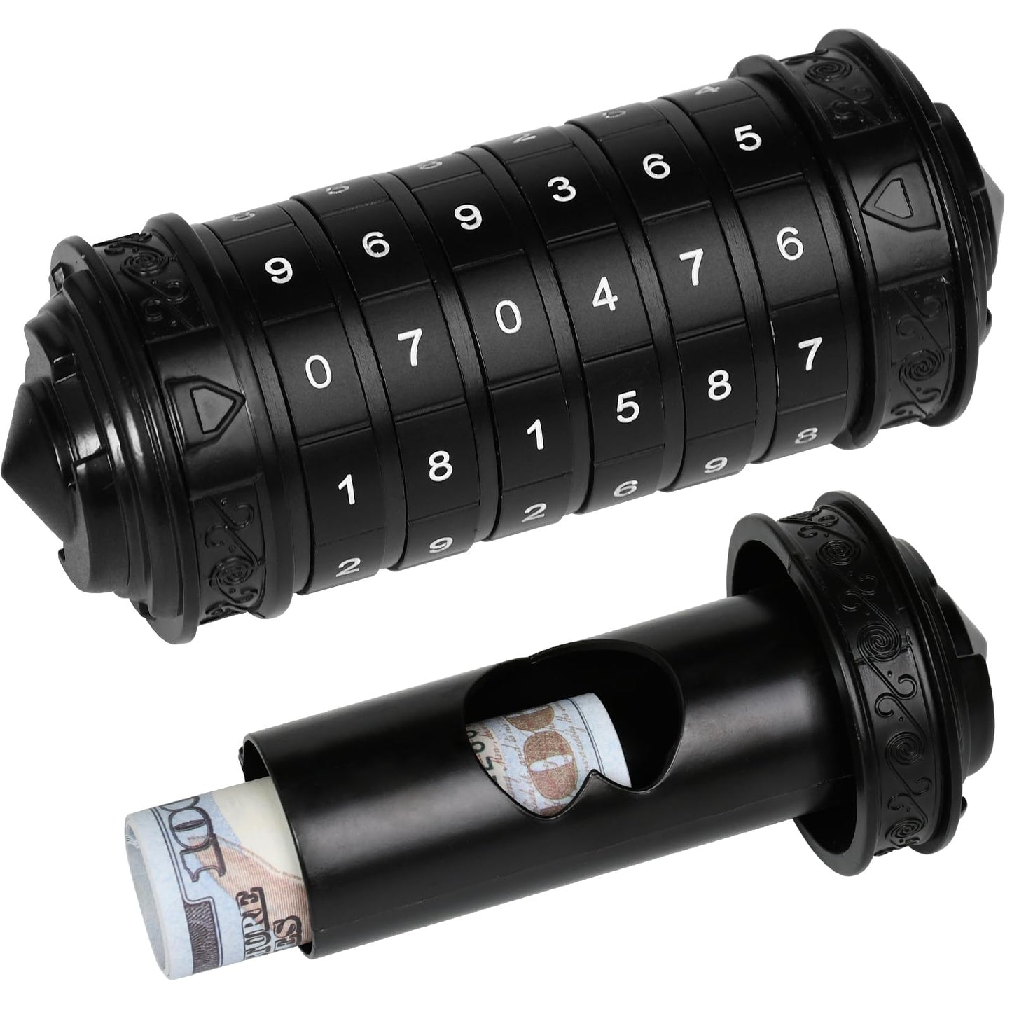 wellsee Da Vinci Code Mini Numbers Cryptex Brainteaser Puzzle Box,Metal Password Lock Cash Box with Hidden Compartment for Money