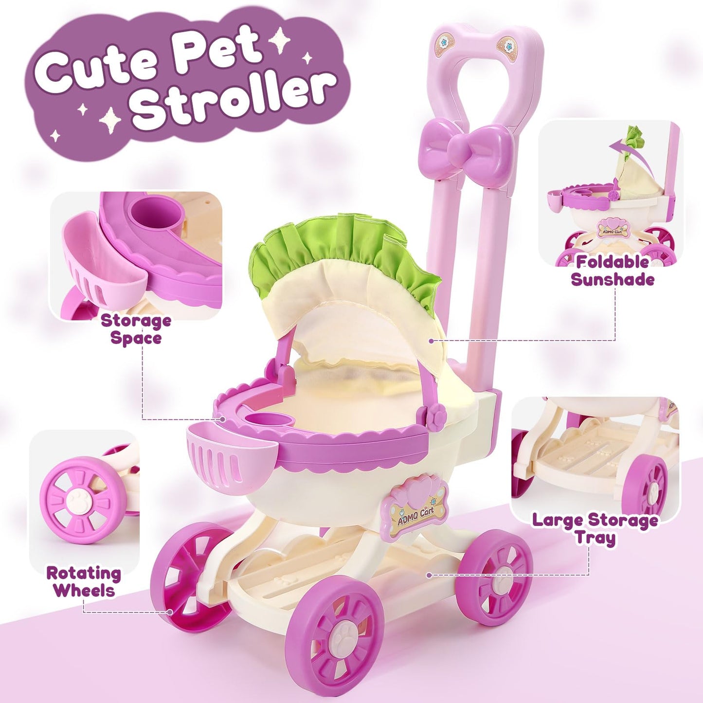 G.C Cat Toys For Kids Girls, Electronic Interactive Stuffed Cat Walk Meow And Wag Tail With Stroller Pet Care Accessories Toys P
