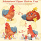 9 In 1 Chicken Stuffed Animal Set, Zippered Stuffed Chicken Plush Toys Egg Laying Hen With Eggs, Baby Chicks Plush Chickens And