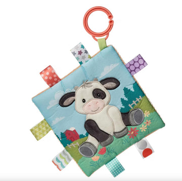 Taggies Crinkle Me Toy with Baby Paper & Squeaker with Sensory Tags  6 x 6-inches  Buttercup Cow