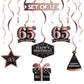 LINGTEER Happy 65th Birthday Rose Gold Swirls Streamers - Cheers to 65th Birthday 65 Years Old Bday Party Hanging Decorations.