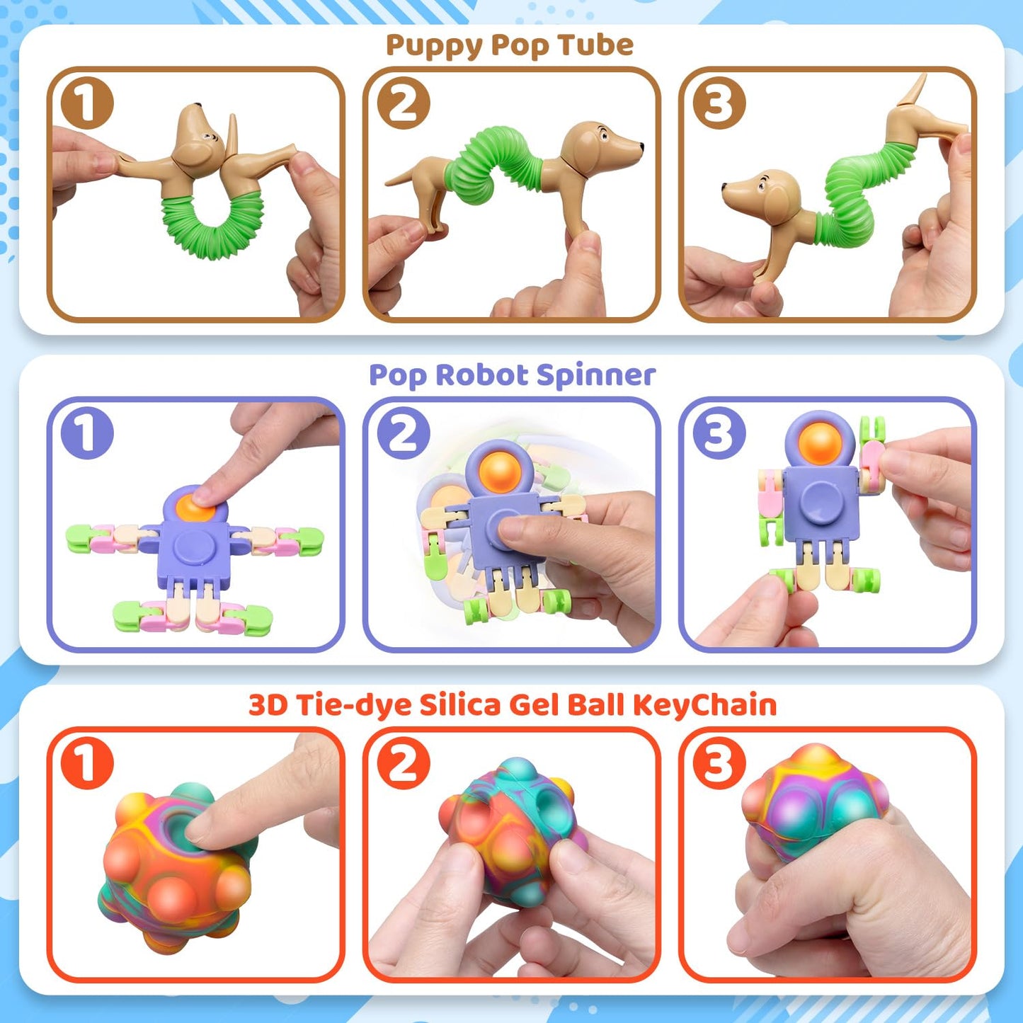 (100 Pcs) Fidget Toys Pack, Party Favors Stress Relief & Anxiety Relief Sensory Toy, Classroom Prizes Pinata Filler Treasure Box,Stocking Stuffers Gifts For Kids Boys Girls Teens