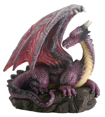 SUMMIT COLLECTION Purple Dragon on Rock Fantasy Figurine - Enchanting Collectible Decor for Dragon Lovers