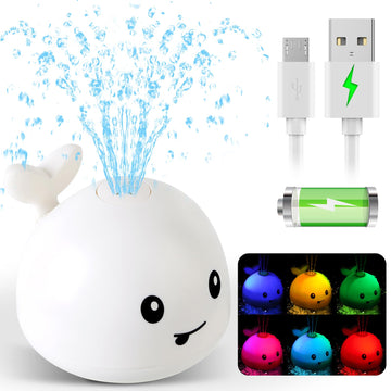 2024 Upgraded Baby Bath Toys, Rechargeable Light Up Bath Toys For Kids 1-3 Babies 6-12 12-18 Months, Whale Sprinkler Spray Water