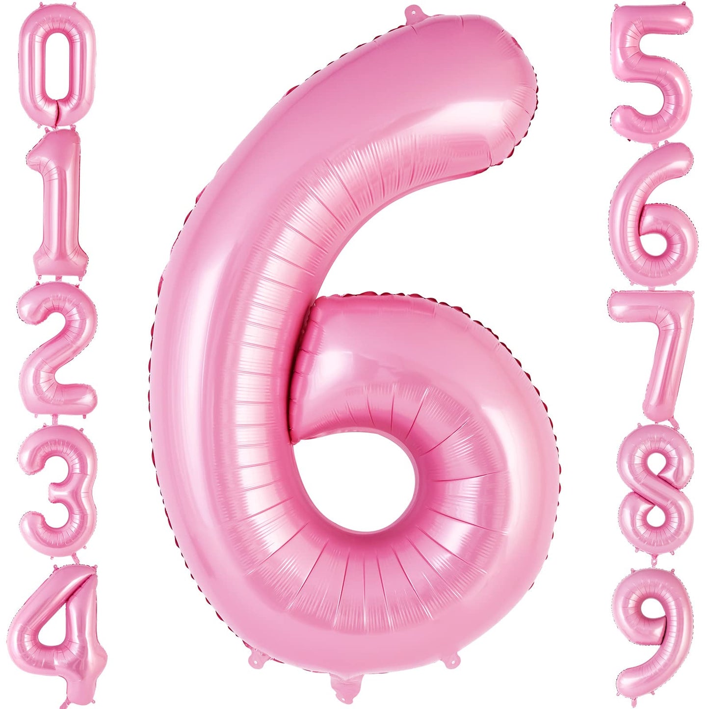 Pink Number 6 Balloon 40 Inch, Big Large Foil Helium Number Balloons, Jumbo Giant Mylar Number 6 Balloons For 6 Year Old Birthda