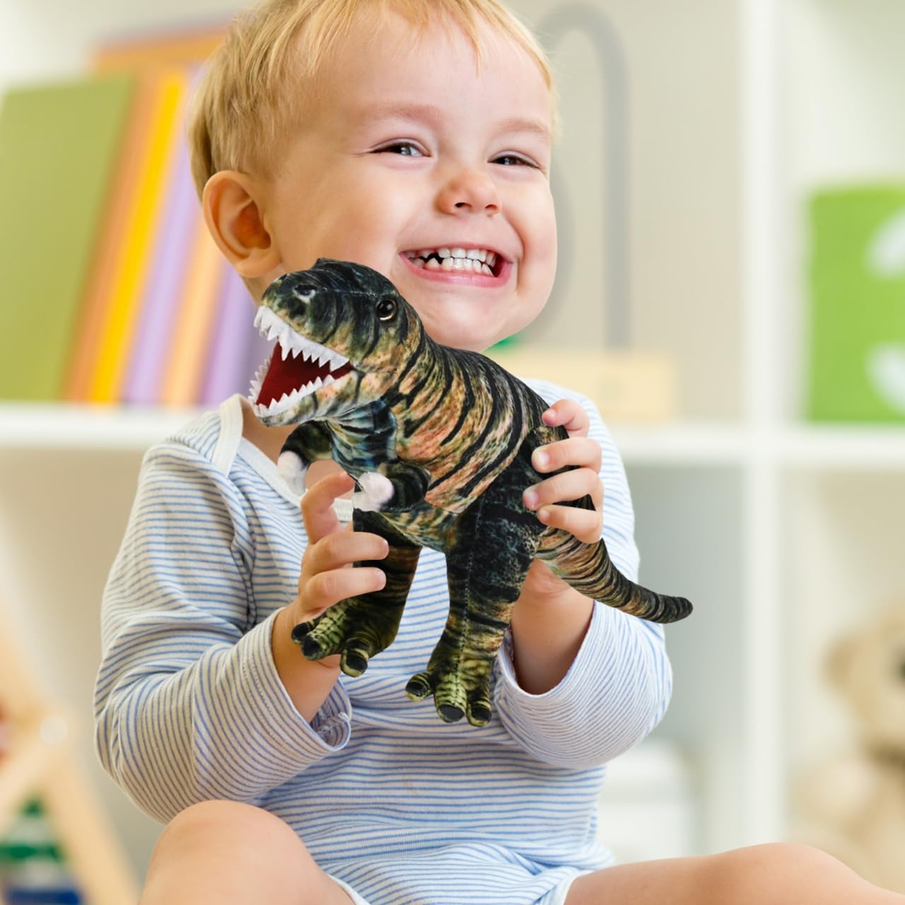Madzee Plush Realistic T-Rex Dinosaur Stuffed Animal Toy 16 Inches, Soft Dino Plushie Christmas Birthday Gifts For Boys Girls Ki
