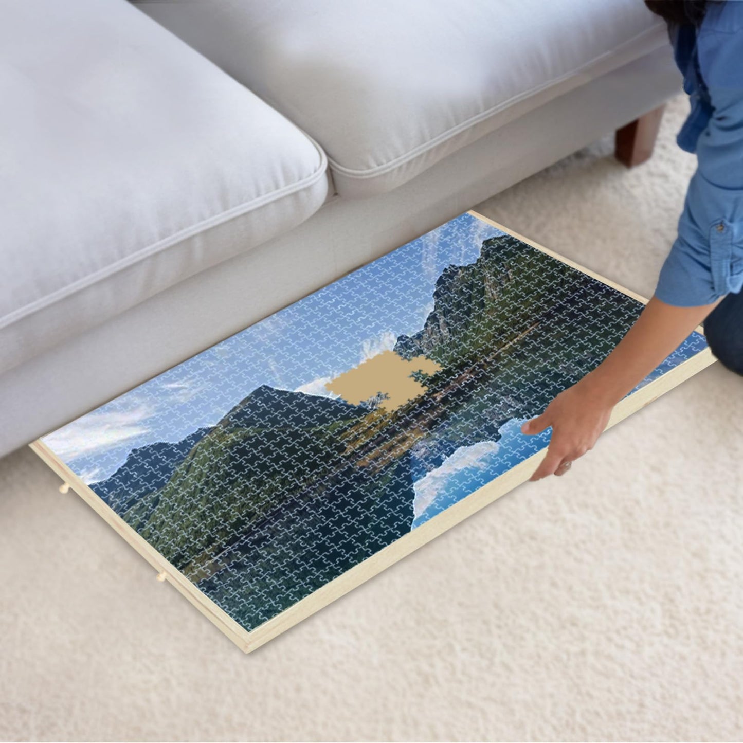 Puzzle Tables With Cover, Expand Size 35'' X 22'' 1000 Piece Jigsaw Puzzle Board,Smooth Plateau Fiberboard Work Surface & Reinfo