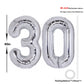 40 Inch Number 30 Balloon Silver Jumbo Giant Big Large Number 30 Foil Mylar Silver Balloons 30Th Birthday Party Anniversary Deco