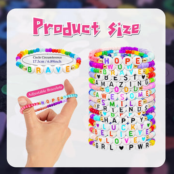60 Pcs Colorful Friendship Bracelet Set for Girls Stretchy Bracelets for Kids and Women Beaded Friendship Bracelets for Teen Gir