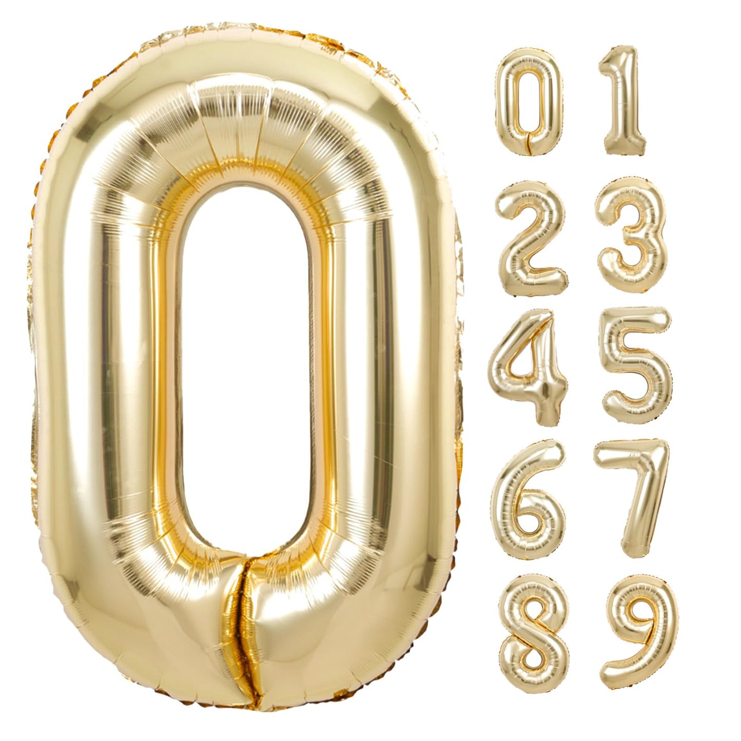 40 Inch Giant White Gold Number 0 Balloon, Helium Mylar Foil Number Balloons For Birthday Party, Birthday Decorations For Kids,