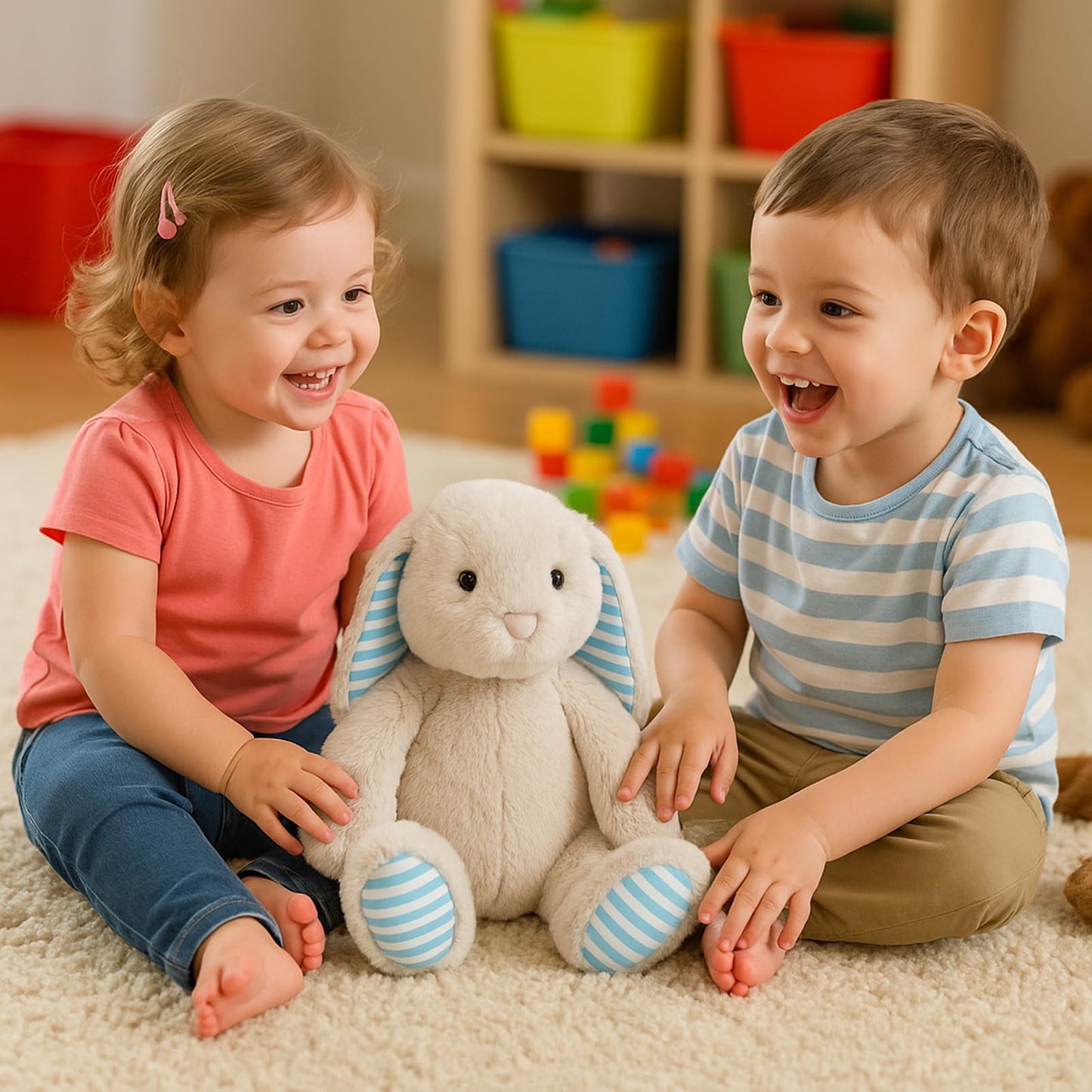 WEIGEDU Beige Cream Bunny Rabbit Stuffed Animals Plush Toys for Kids Girls Boys Baby Birthday Bedtime Gift,17.7 inches