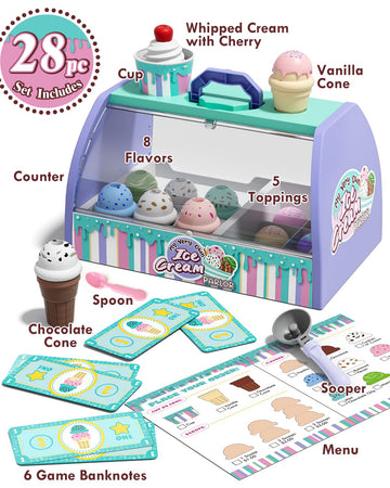 Lehoo Castle Ice Cream Toys for Toddlers 3-5, Toys for 3 4 Year Old Girls, Play Ice Cream Counter Shop Playset for Kids, Gift fo