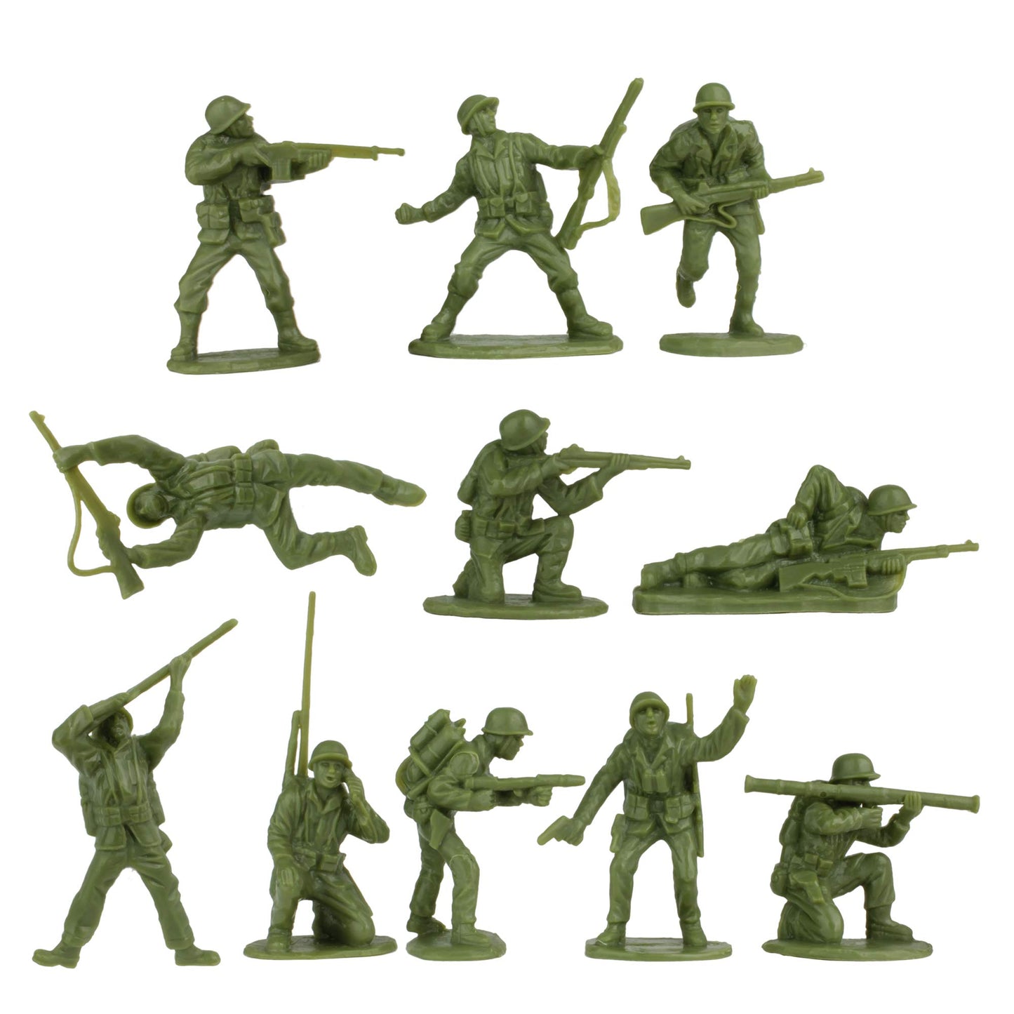 BMC Toys WW2 Secret Stronghold Playset - 36pc Plastic Army Men, Medium, Od Green/Gray/Brown/Black, Model 67009