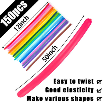 Lovestown 150Pcs Animal Shape Balloons - 260 Long Magic Balloons In 17 Assorted Colors For Birthday, Clown, Wedding, Party Decor