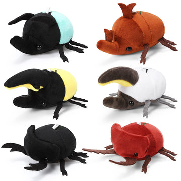 Meooeck 6 Pieces Simulation Beetle Plush Toy 4 Inch Small Beetle Stuffed Animal With Bead Chain Hanging Insect Plush Stuffed Ins