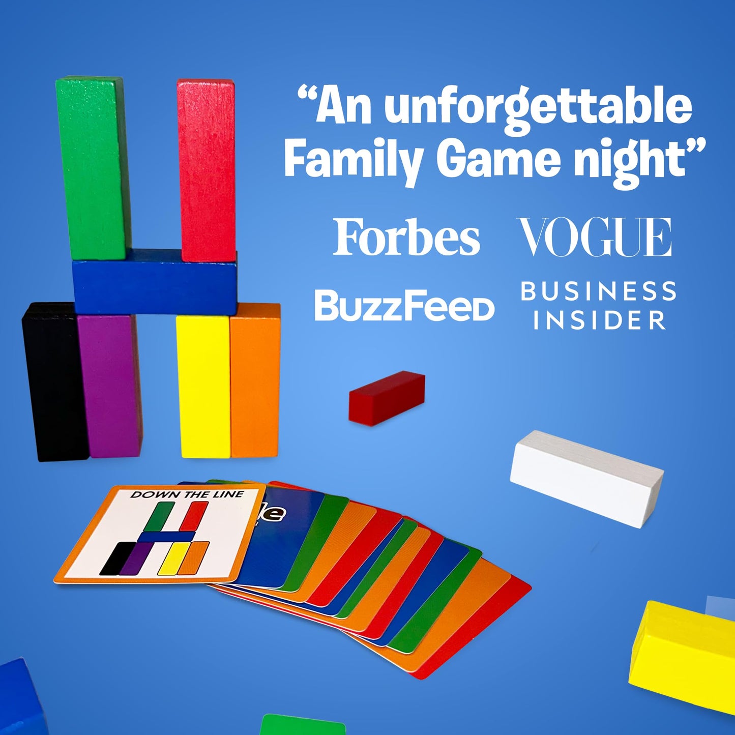 The Uzzle Stack Royale Board Game - Fun Family Game for Ages 4+, Wooden Color Block Puzzles, Brown