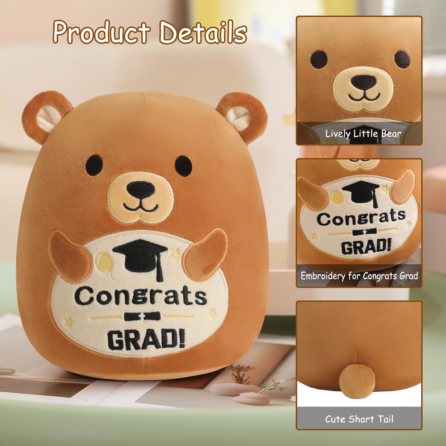 Finebee Bear Plush Bear Stuffed Animals Present Doll Gifts Soft Graduation Animal Plushie For Students Kids Kawaii Celebratory S