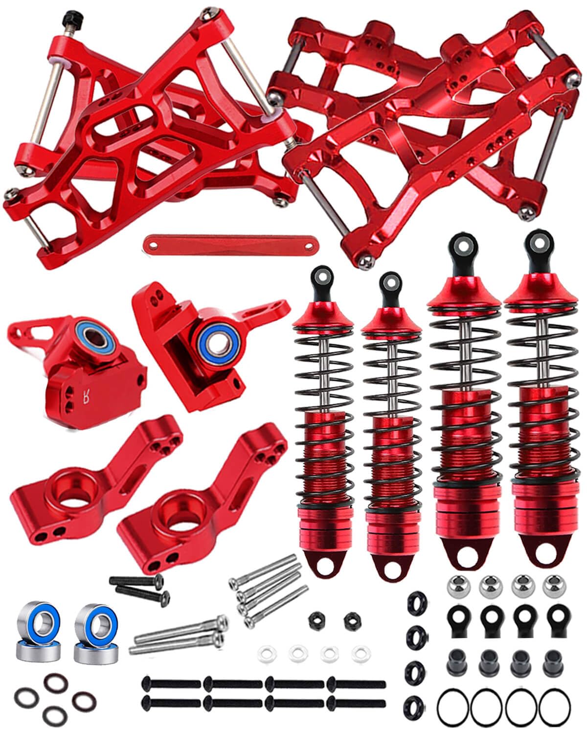 hopsupRC Front Rear Assembled Full Metal Shocks Upgrades Part for 1/10 Rustler/Stampede VXL 2WD,Alloy Suspension A Arm,Aluminum 
