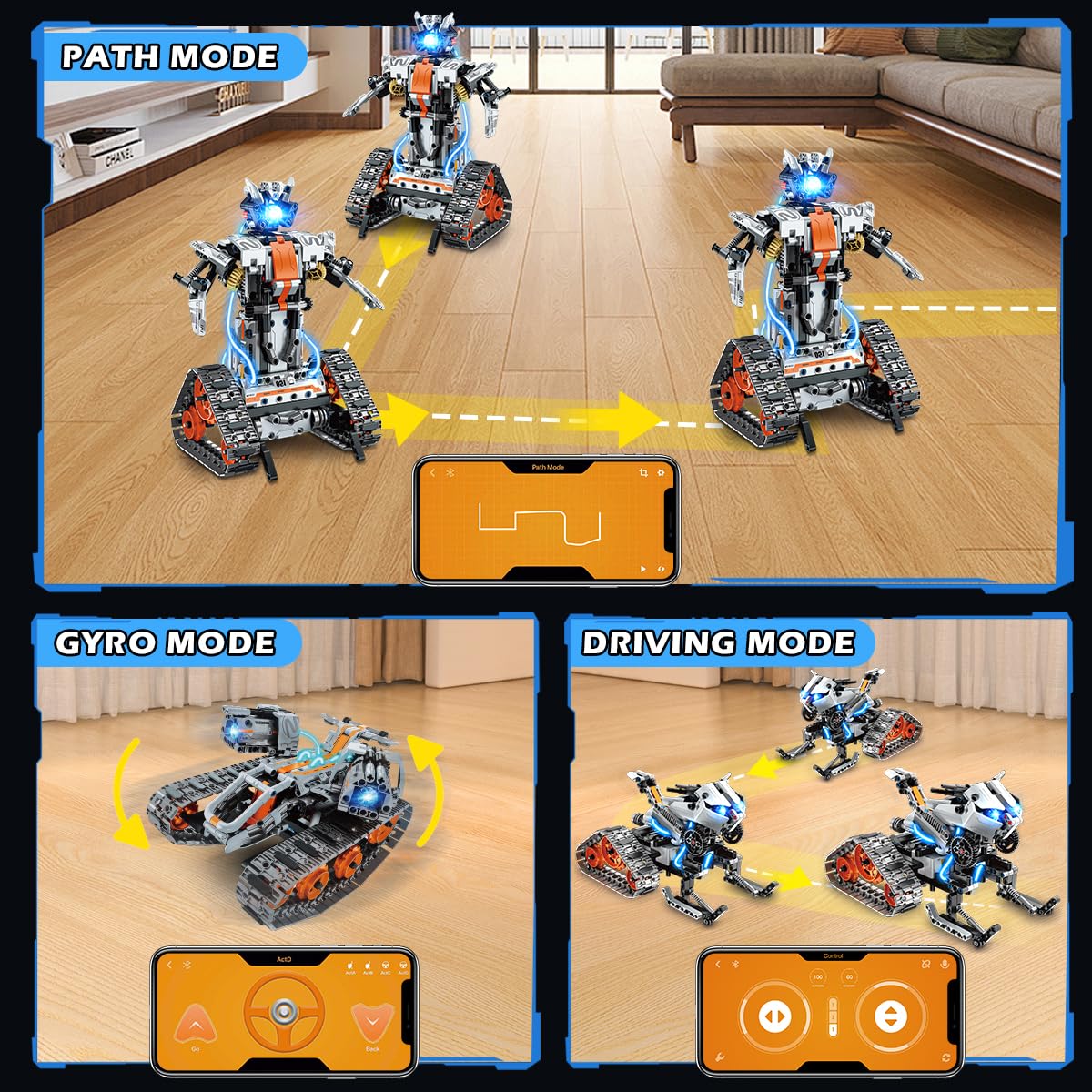 Insoon 5-In-1 Building Toys With Led Light, App & Remote Controll Building Block Set, 604 Pcs Rc Tech Rechargeable Tank Robot Sleigh Tracked Racer Toy, Gift For Kids Boys Girls Ages 6 7 8 9 10 11 12+