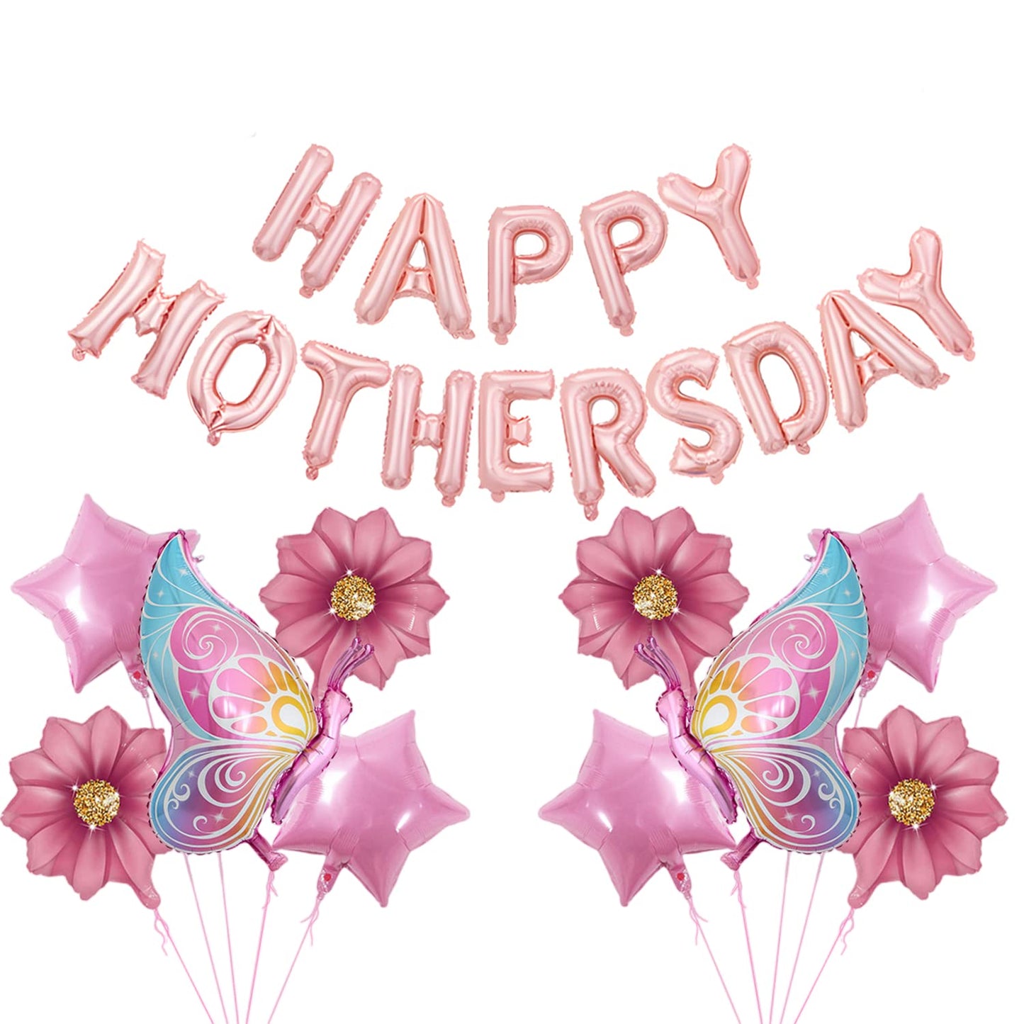 Happy Mother'S Day Aluminum Foil Balloon Set 16 Inches Letter Balloon Decoration For Mother'S Day Party (Butterfly)