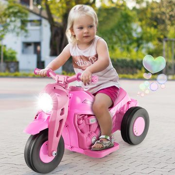 Costzon Kids Motorcycle, 6V Battery Powered Ride on Motorcycle with Bubble Maker, Music, LED Headlight, Forward & Backward, 3 Wh
