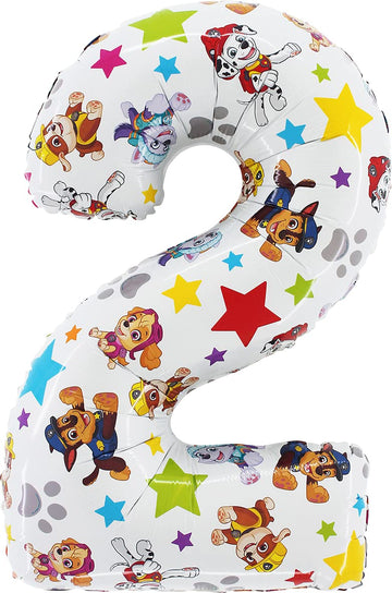Toyland® 26 Inch Paw Patrol Number Foil Balloon - Kids Party Balloons - Number 1-6 Available (Number 2)