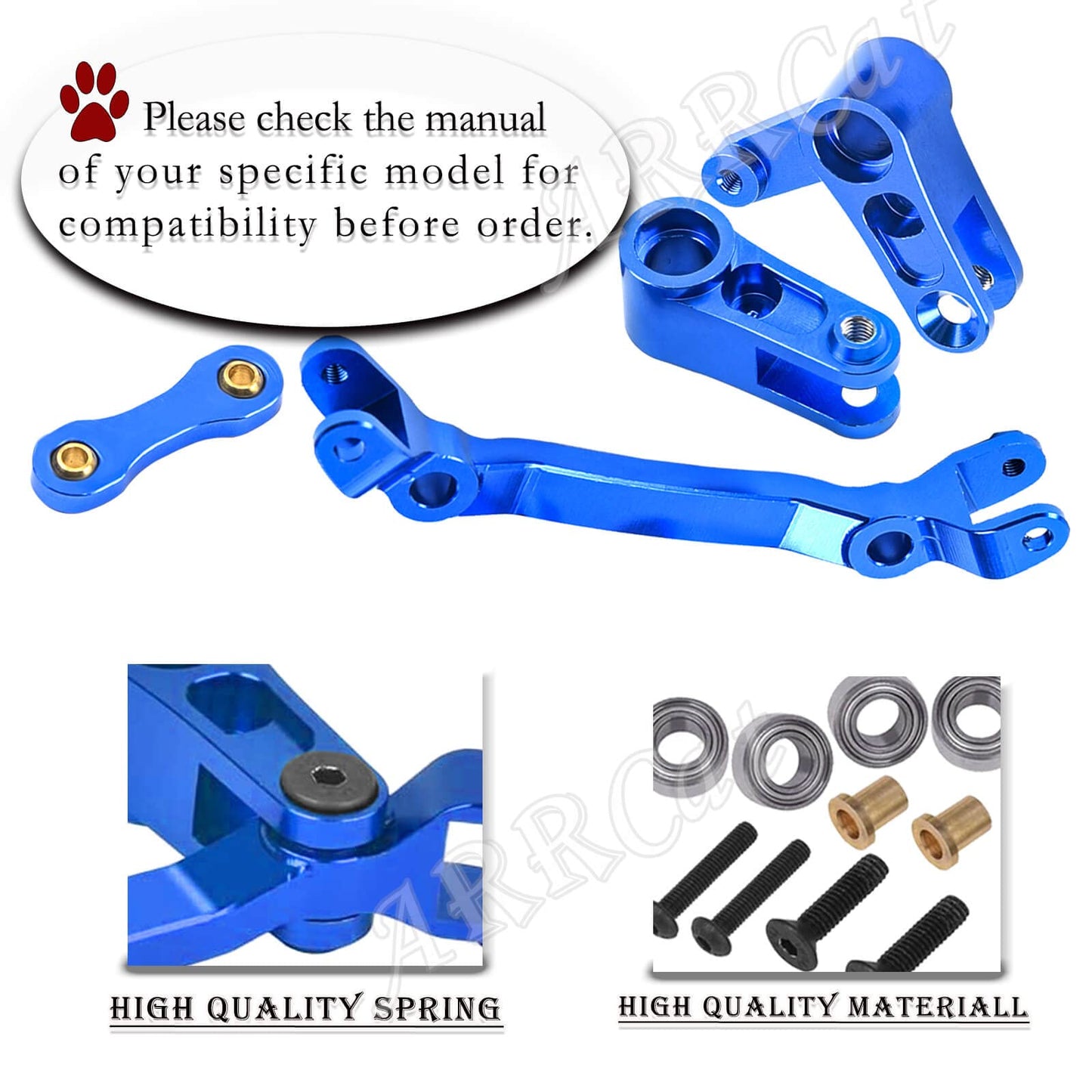 ARRCat Upgrades Parts Aluminum Steering Parts Set for 1/10 Arrma Granite 4X4 3S BLX,Senton 4X4 3S BLX/Big Rock 4X4/Typhon 4X4 3S