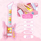 Deao Kids Guitar And Microphone Set With Stand Adjustable Height Music Light Karaoke Music Toys Christmas Birthday Gift For Kids Boys Girls (Pink)