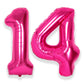 Suwen 40 Inch Hot Pink Large 14 Number Balloons Big Foil Helium Number Balloons 0-9 Jumbo Happy 14Th Mylar Birthday Party Decora