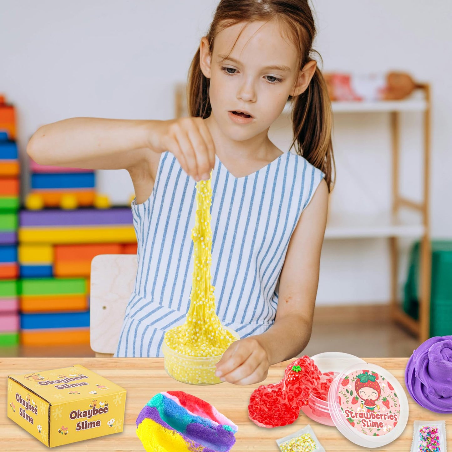 Yellow Popcorn Foam Slime, Good Stretchy And Non-Sticky Crunchy Slime, Slime Party Favors For Girls And Boys Ages 8-12, Slime Se