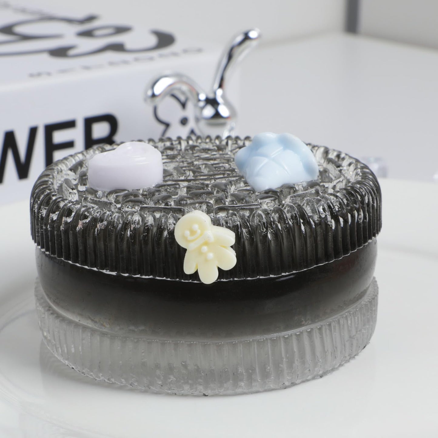 Big Sandwich Cookies Taba Squishy Kit - Silicone Handmade Biscuit Fidget Toys for Kids (Clear Black)