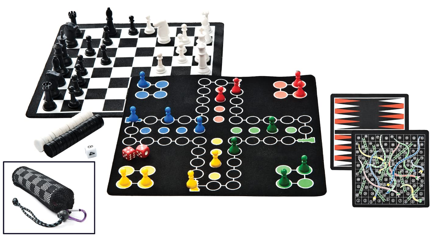 Outside Inside 5-in-1 Backpack Board Games | Compact, Foldable, Travel Size | Black | Model 99960