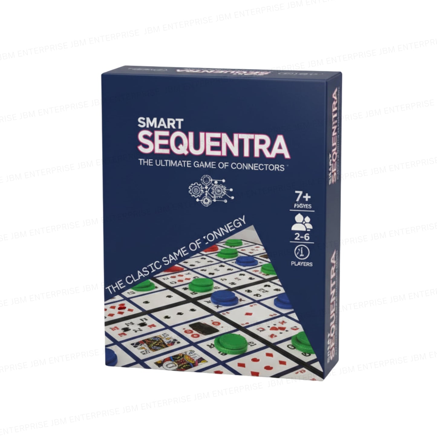 Sequentra Board Game - Classic Strategy Card, Educational Family Fun, Includes Colored Tokens For Kids & Adults 2-6 Players