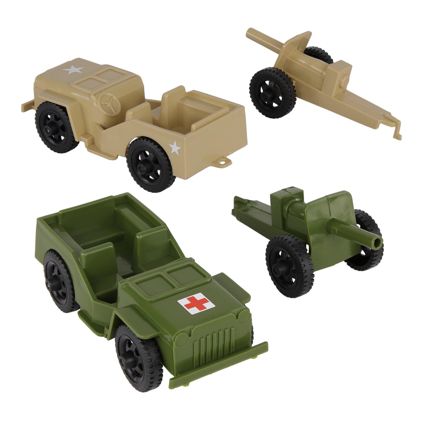 Timmee Combat Patrol Willys & Artillery - Tan & Od Green 4Pc Playset Usa Made
