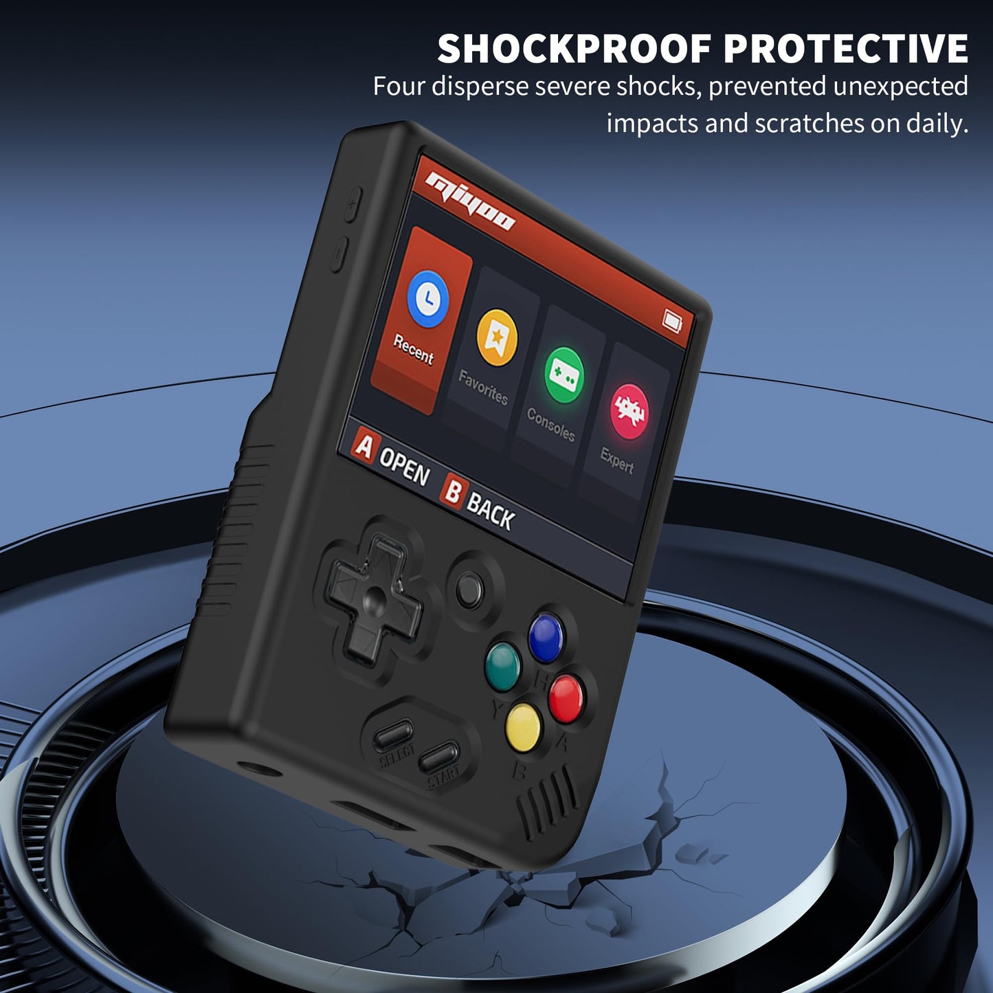 Miyoo Mini Plus Accessories, Soft [Anti-Slip] [Shock Proof] Customized Protective Case For Miyoo Mini Plus With Lanyard-Black