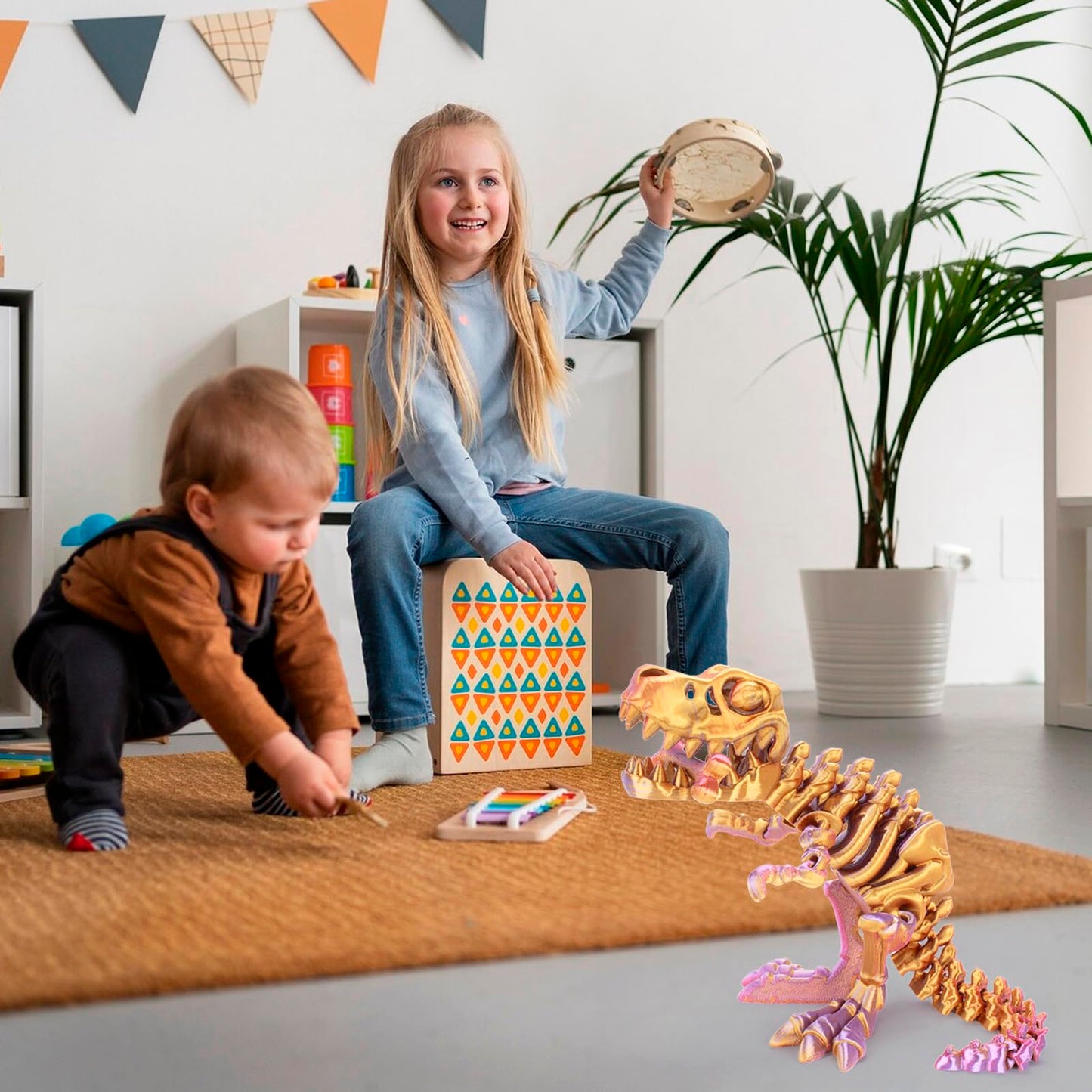 FunisFun 3D Printed Dragon with Articulated Bones for mature-themed  3D Printed Dinosaur Fidget Toys Decor for Stress Relief (Red-Gold-Purple  1P)