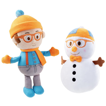 Blippi 7' Winter Blippi & Snowman Plush Figures, 2-Pack Set - Officially Licensed - Authentic Soft Stuffed Animal Doll Toy - Easter Basket Stuffer Gift For Toddlers, Kids, Boys & Girls - 12 Mo+